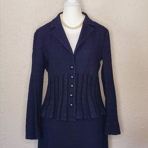 Nanette Lepore Knit Skirt Suit Blue & Black
